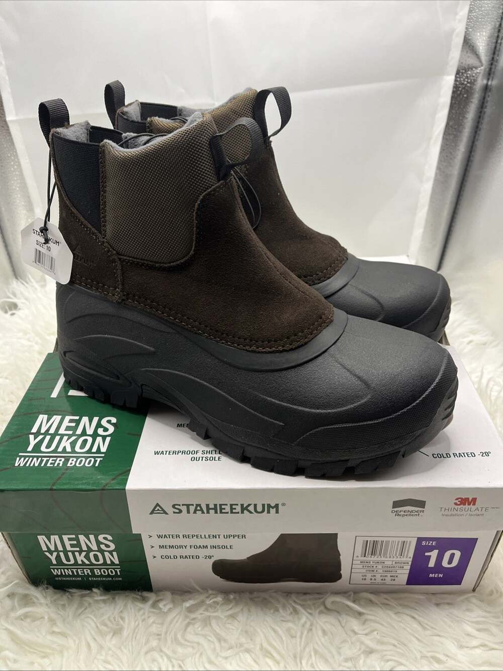 Staheekum Men’s Boots Size US 10 Insulated Yukon Winter Boot Water Repellent
